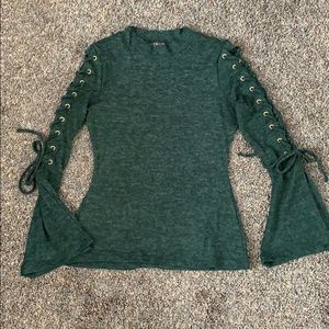 Venus Green Lace-Up Bell Sleeves S